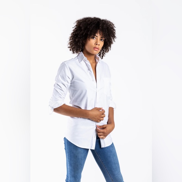 GIRLFRIEND SHIRT WHTE OXFORD BUTTON UP- SIZE 2 (XS-S) - Picture 7 of 8